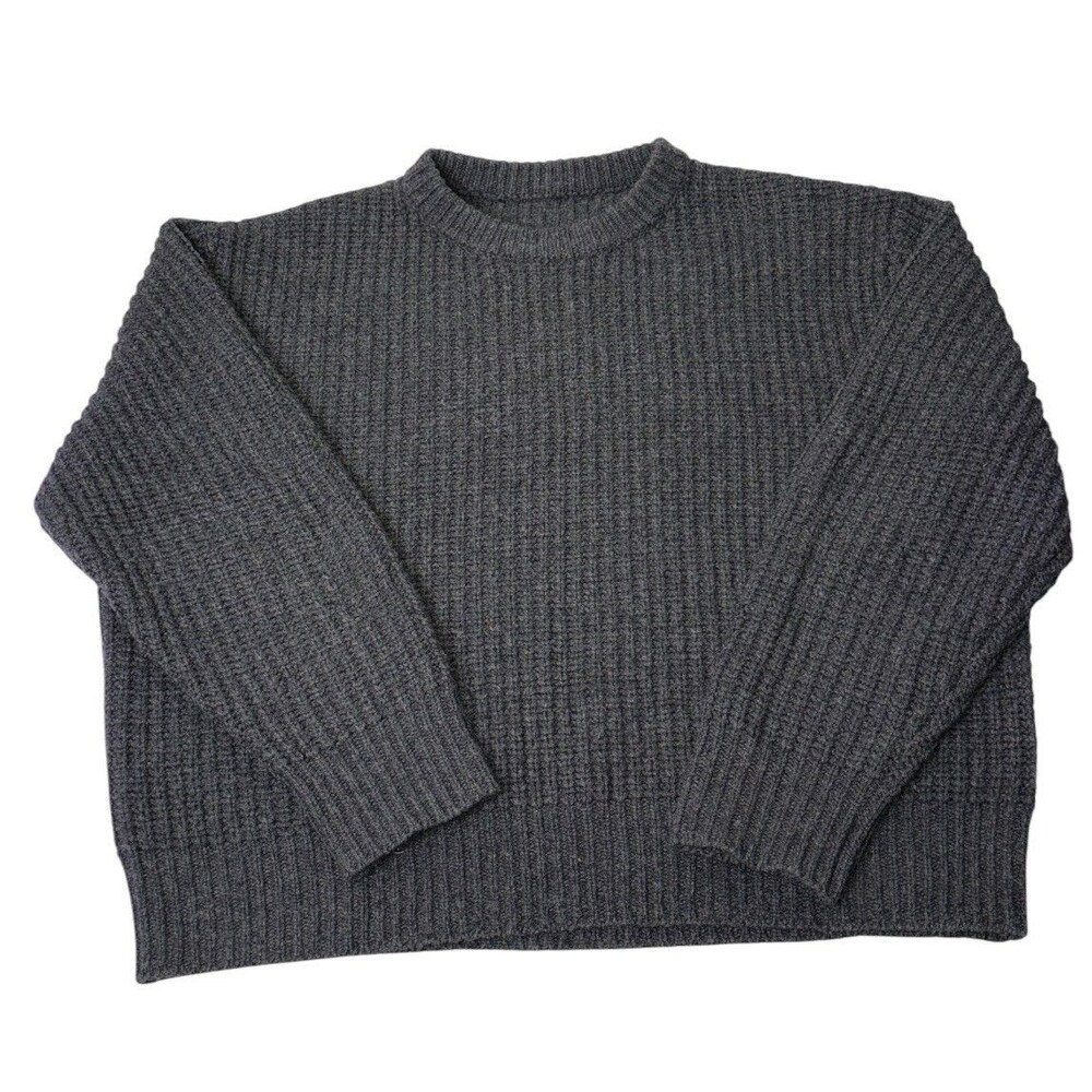 Every Other Thursday Fisherman Sweater Mens L Wool Cashmere Cable Knit Gray EOT